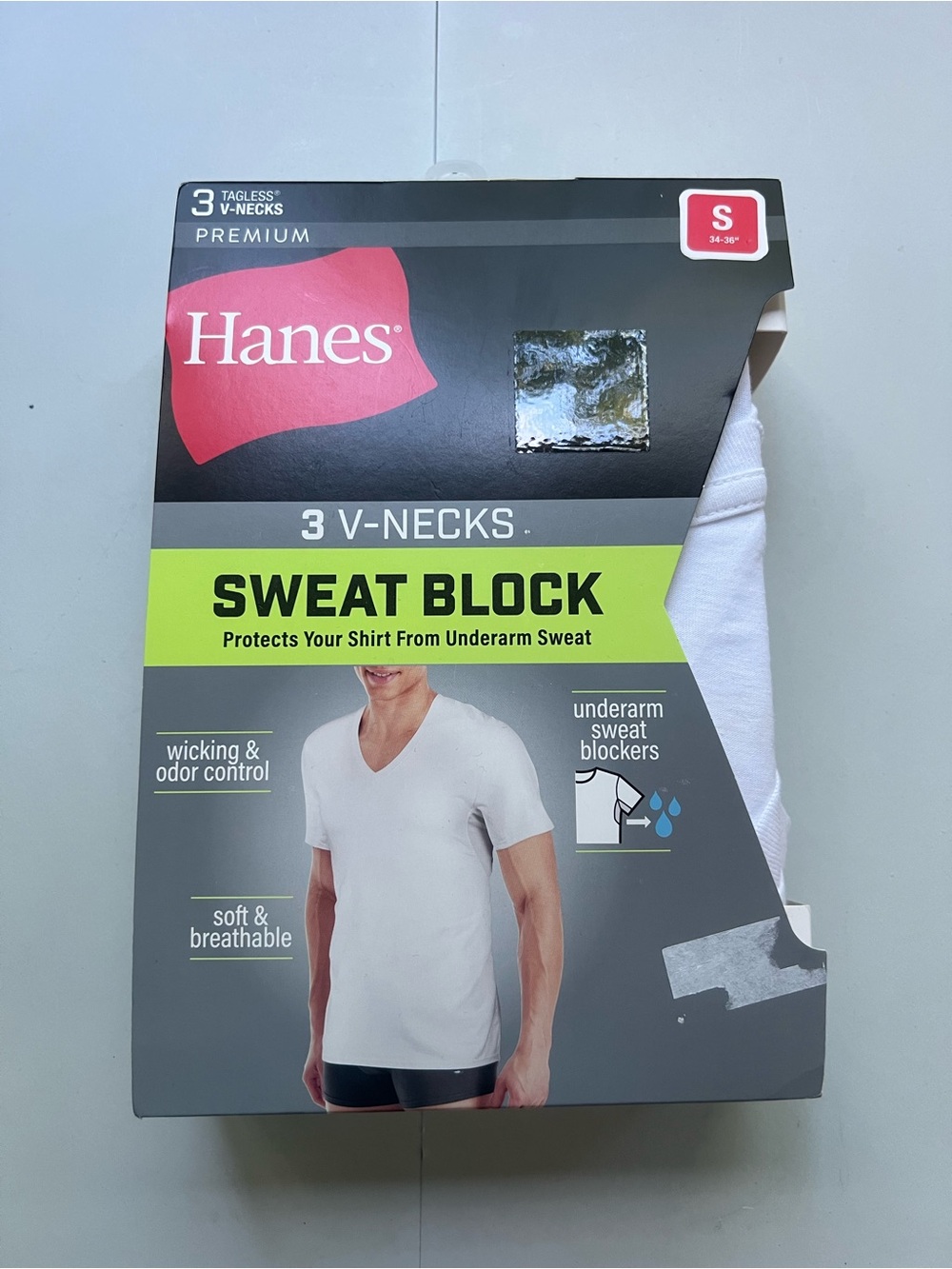 Hanes White Men's V-Neck Sweat Block Tee - 3 Pack